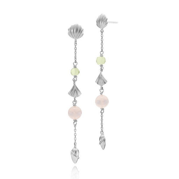 Isabella lange ørestikker i sølv med peridot og pink calcedon – Izabel Camille